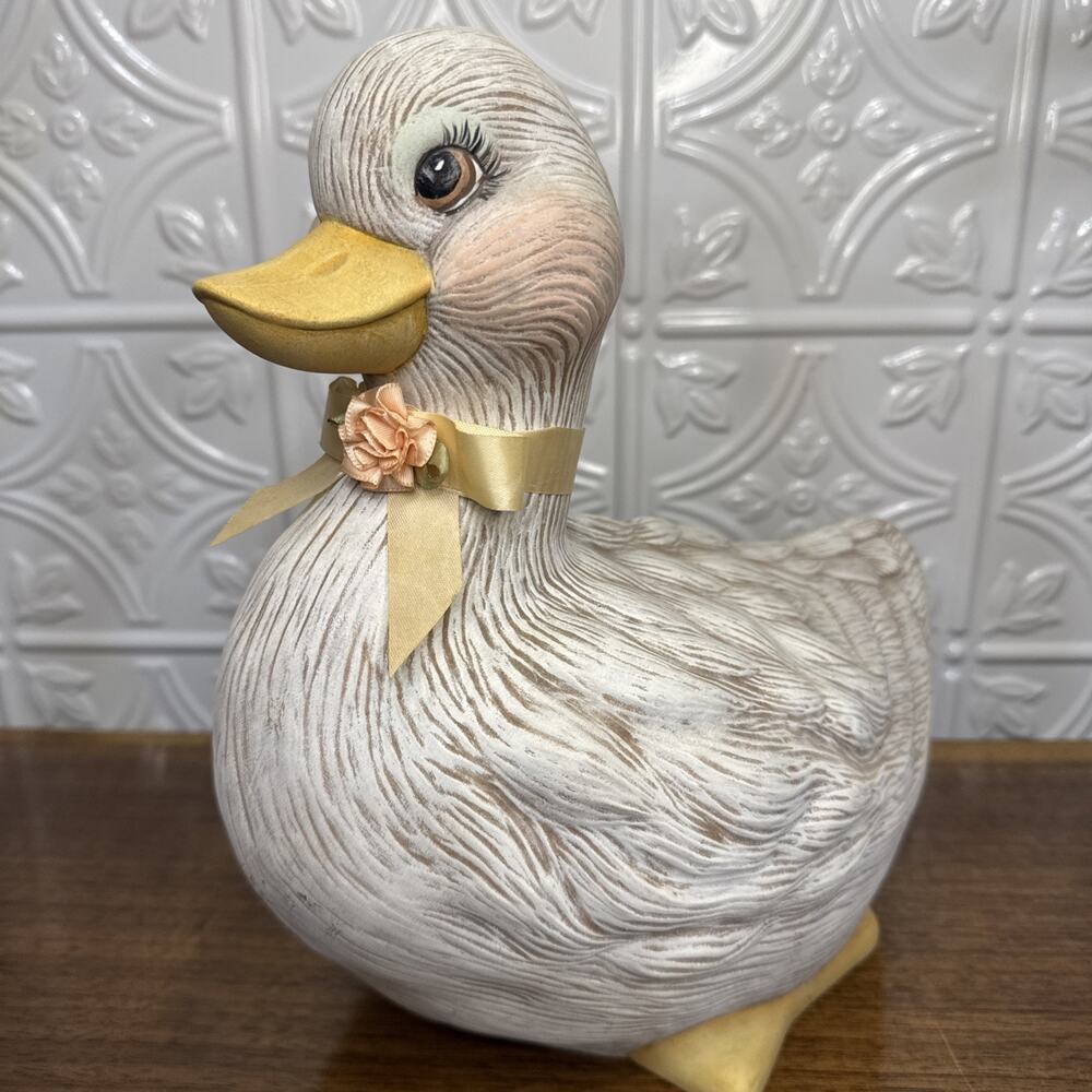 Vtg Dona Ceramic Painted Duck Duckling Mold Pink Farmhouse Country Core Large